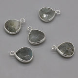 4pcs Labradorite Silver Rim Pendant for DIY Jewelry Making
