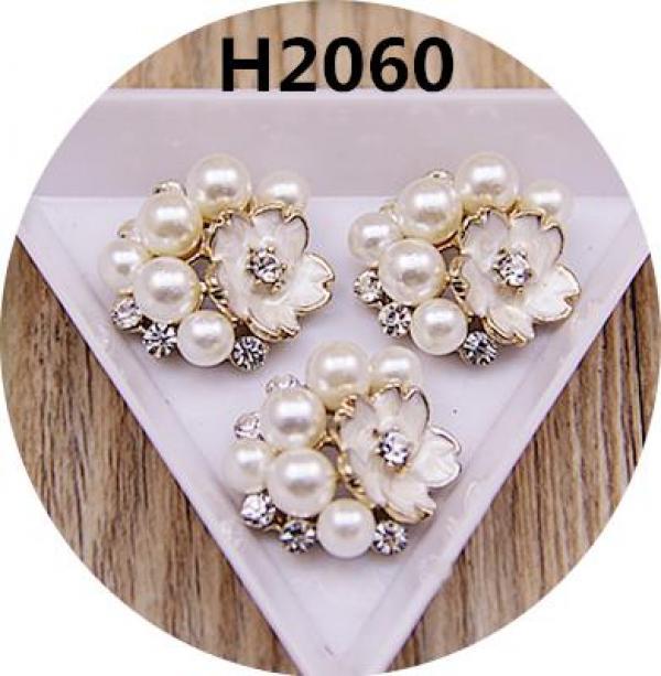 5 pcs Colorful Pearl Rhinestone Flower Flat Base DIY Jewelry Making Charms