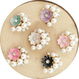 5 pcs Colorful Pearl Rhinestone Flower Flat Base DIY Jewelry Making Charms