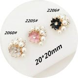 5 pcs Colorful Pearl Rhinestone Flower Flat Base DIY Jewelry Making Charms