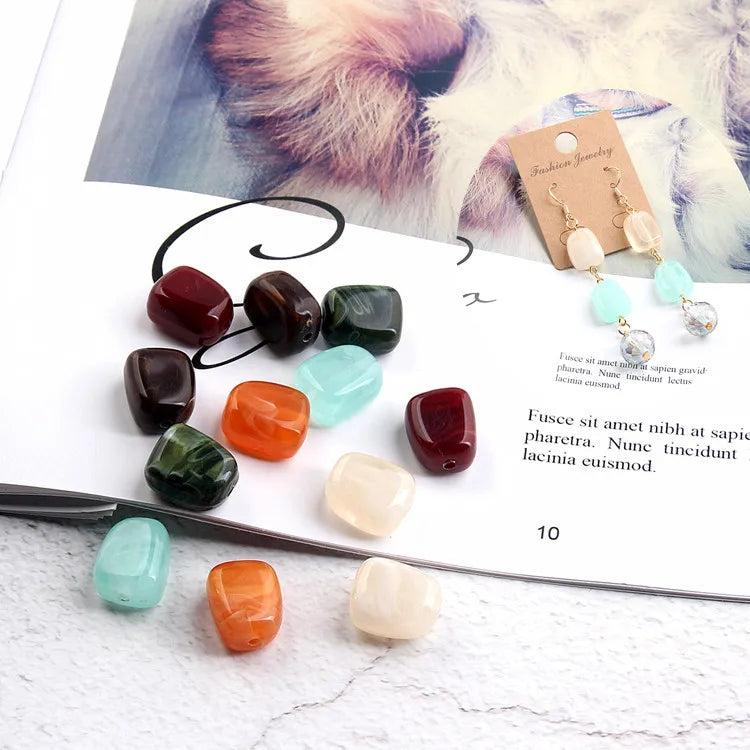 Natural Stone Beads Ball Earring Bracelet Pendant Components 10pcs
