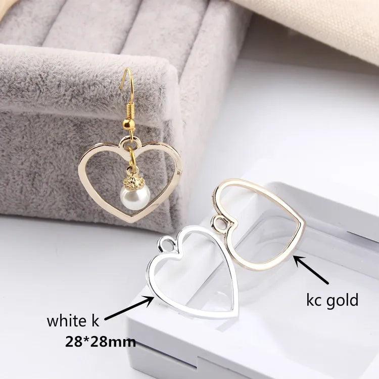Alloy Heart Kc K Plated Eardrop Pendant Necklace Earring Charms