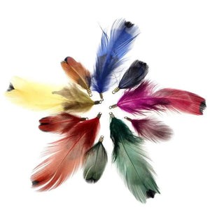 10pcs Colorful Dot Feather Tassel Clips DIY Necklace Earring