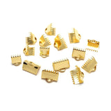 10pcs Ribbon Clasps 24K Plated Brass Ribbon Crimp Ends With Loop