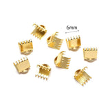 10pcs Ribbon Clasps 24K Plated Brass Ribbon Crimp Ends With Loop