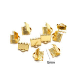 10pcs Ribbon Clasps 24K Plated Brass Ribbon Crimp Ends With Loop