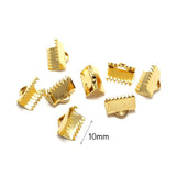10pcs Ribbon Clasps 24K Plated Brass Ribbon Crimp Ends With Loop