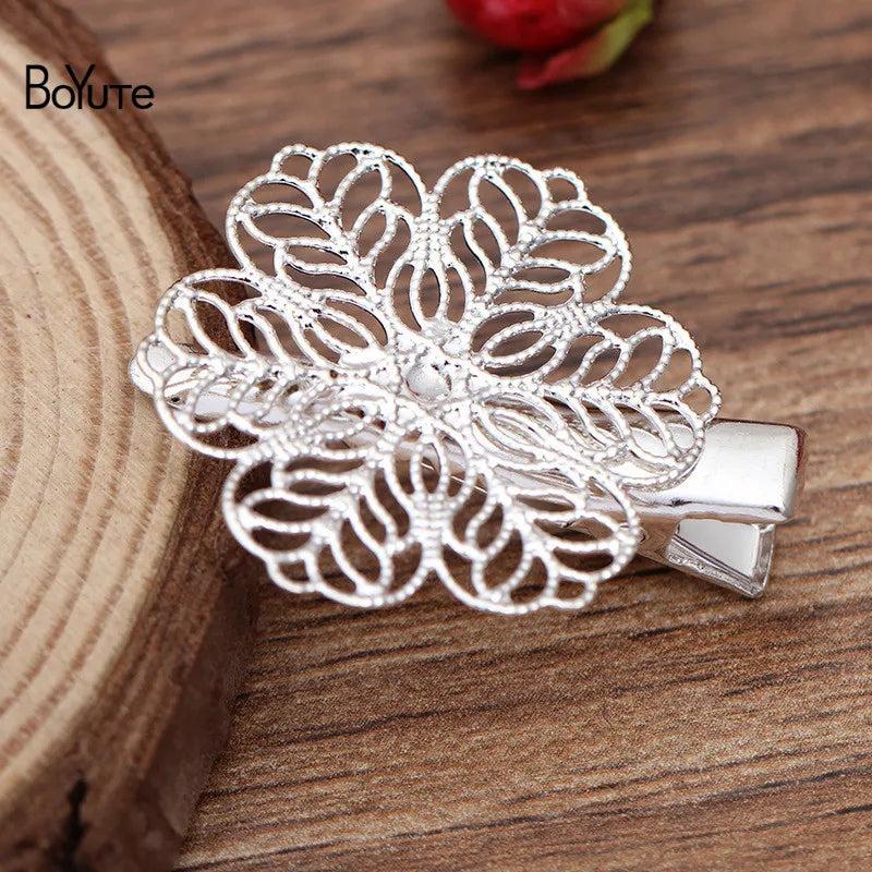 BoYuTe 27MM Filigree Flower 35MM Hair Clips DIY Hair Accessories
