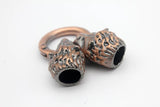 Antique Red Copper Wolf Clasp, Two Wolves Heads, 9mm Hole