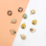 10Pcs Lovely Bee Flower Charms Enamel Pendant for DIY Earrings Jewelry Making