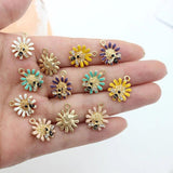 10Pcs Lovely Bee Flower Charms Enamel Pendant for DIY Earrings Jewelry Making