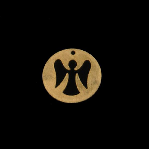 Brass Laser Cutting Hollow Angel Round Pendant 20.2*1mm