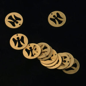 Brass Laser Cutting Hollow Angel Round Pendant 20.2*1mm