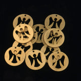 Brass Laser Cutting Hollow Angel Round Pendant 20.2*1mm