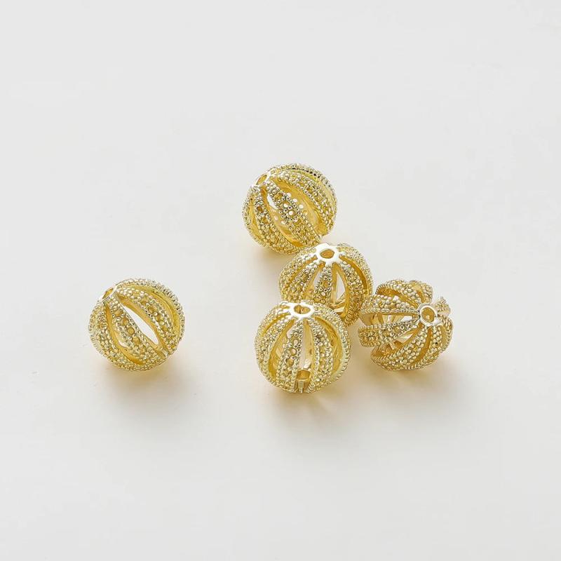 2Pcs 12mm Spacer Beads Silver Plated Brass DIY Jewelry Making Supplies