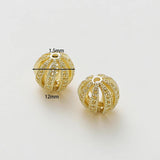 2Pcs 12mm Spacer Beads Silver Plated Brass DIY Jewelry Making Supplies