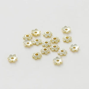 20pcs 14K Plated Leaf Flower Caps for DIY Bracelet Necklace Jewelry Making