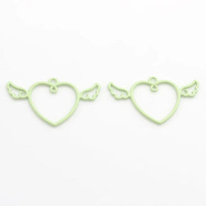 10pcs Heart Shape Wing Pendant Keychain Earring Necklace DIY Jewelry Supplies