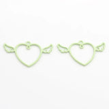 10pcs Heart Shape Wing Pendant Keychain Earring Necklace DIY Jewelry Supplies