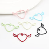 10pcs Heart Shape Wing Pendant Keychain Earring Necklace DIY Jewelry Supplies