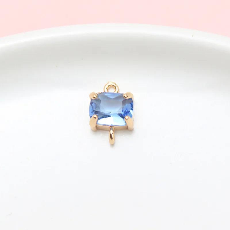 6pcs Copper Inlaid Glass Crystal Pendant Earrings DIY Jewelry Accessories