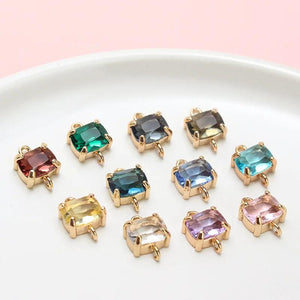 6pcs Copper Inlaid Glass Crystal Pendant Earrings DIY Jewelry Accessories