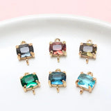 6pcs Copper Inlaid Glass Crystal Pendant Earrings DIY Jewelry Accessories