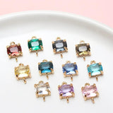 6pcs Copper Inlaid Glass Crystal Pendant Earrings DIY Jewelry Accessories