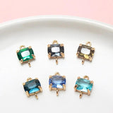 6pcs Copper Inlaid Glass Crystal Pendant Earrings DIY Jewelry Accessories