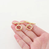18K Plated Brass Feather T Toggle Clasps for Jewelry Making