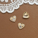 2pcs Copper Zirconium Heart Pendant DIY Jewelry Necklace Earrings Charms
