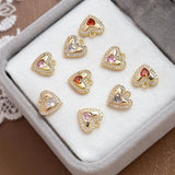 2pcs Copper Zirconium Heart Pendant DIY Jewelry Necklace Earrings Charms