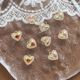 2pcs Copper Zirconium Heart Pendant DIY Jewelry Necklace Earrings Charms