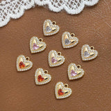 2pcs Copper Zirconium Heart Pendant DIY Jewelry Necklace Earrings Charms