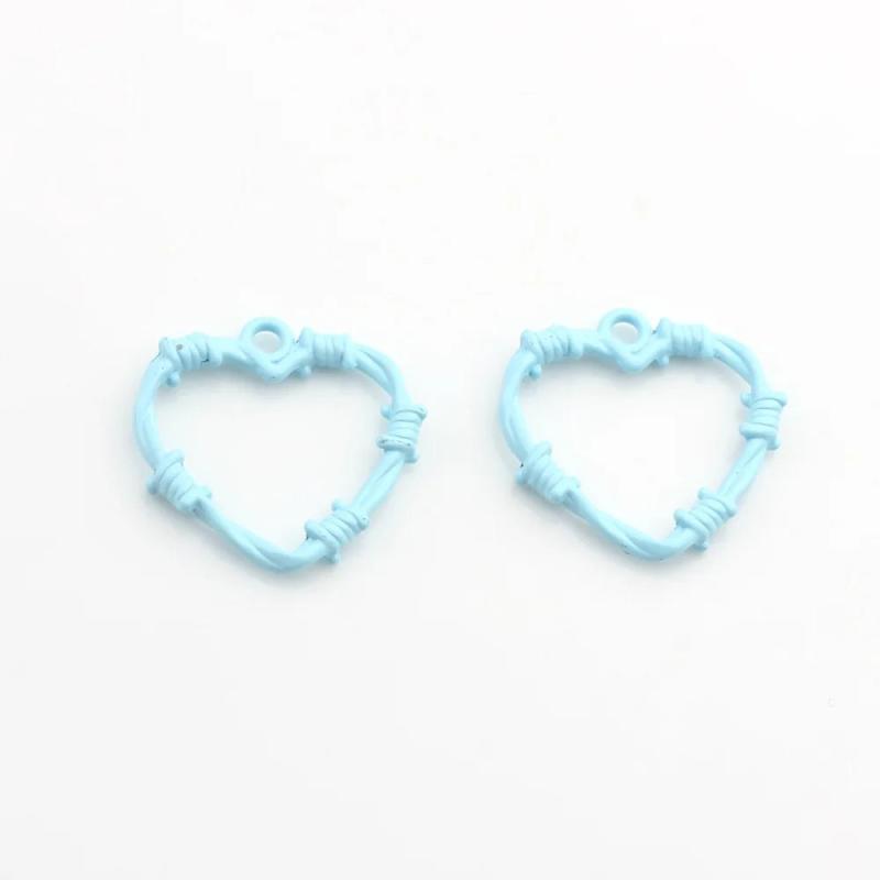 10pcs Hollowed Out Heart Pendant Keychain Earring Necklace Jewelry DIY Supplies