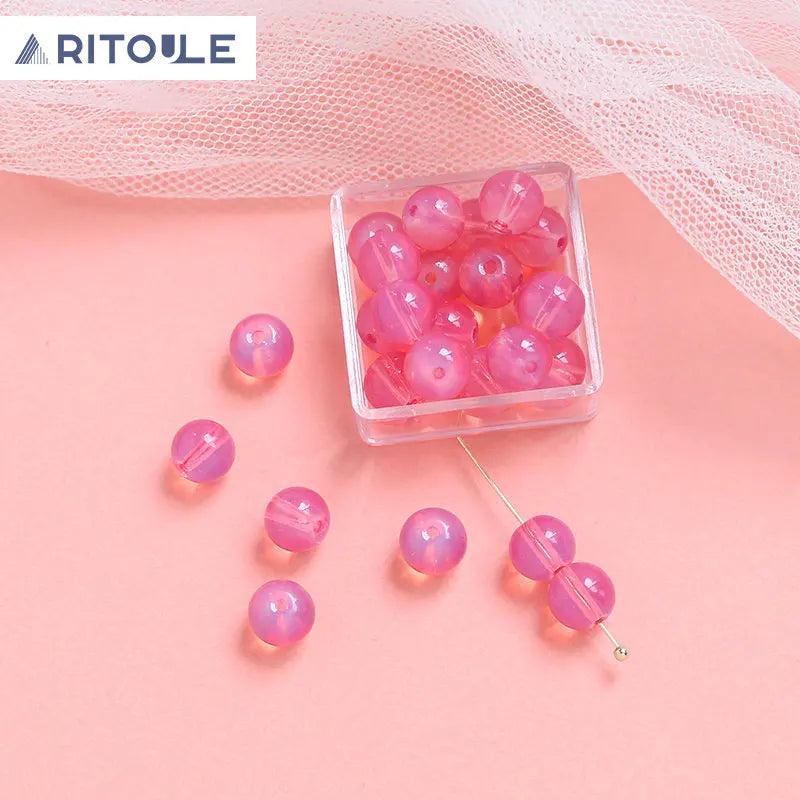 DIY Light Bubble Jelly Glass Beads Round Loose Bead Accessories Material