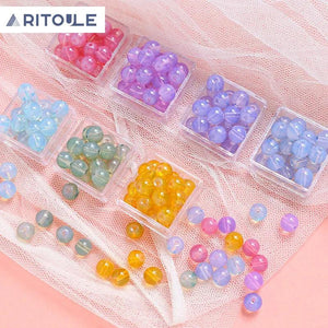 DIY Light Bubble Jelly Glass Beads Round Loose Bead Accessories Material