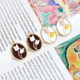 6pcs Retro Style Tulip Pendant Earrings 925 Silver Needle Jewelry Set