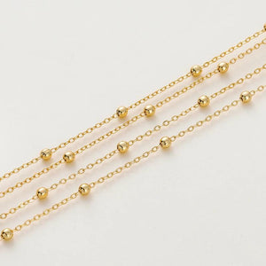 1.5mm 14K/18K Plated Brass Chain with Ball Beads for DIY Jewelry Making