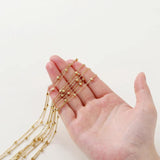 1.5mm 14K/18K Plated Brass Chain with Ball Beads for DIY Jewelry Making