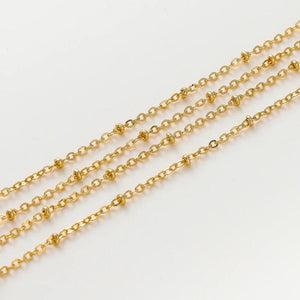 1.5mm 14K/18K Plated Brass Chain with 2.3mm Beads for DIY Jewelry Making
