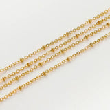 1.5mm 14K/18K Plated Brass Chain with 2.3mm Beads for DIY Jewelry Making
