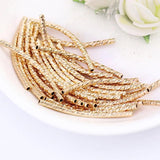 10Pcs Brass Curved Textured Tube Beads Twist Spacer for DIY Bracelet Necklace