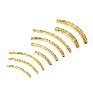10Pcs Brass Curved Textured Tube Beads Twist Spacer for DIY Bracelet Necklace