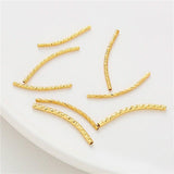 10Pcs Brass Curved Textured Tube Beads Twist Spacer for DIY Bracelet Necklace