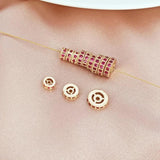 3Pcs 14K Copper Clad Zirconium Wheel Beads DIY Jewelry Accessories
