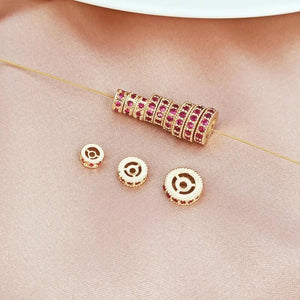 3Pcs 14K Copper Clad Zirconium Wheel Beads DIY Jewelry Accessories