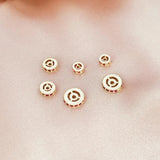 3Pcs 14K Copper Clad Zirconium Wheel Beads DIY Jewelry Accessories