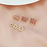 3Pcs 14K Copper Clad Zirconium Wheel Beads DIY Jewelry Accessories