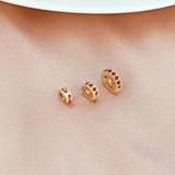 3Pcs 14K Copper Clad Zirconium Wheel Beads DIY Jewelry Accessories